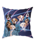 '1980's Lazer Portrait (4 Males)' Personalized 4 Pet Throw Pillow