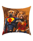 'Superdog & Wonder Doggette' Personalized 2 Pet Throw Pillow