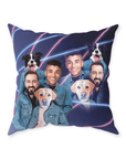 '1980s Lazer Portrait 2 Pet & Humans(Males)' Personalized Throw Pillow