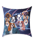 '1980's Lazer Portrait (4 Females)' Personalized 4 Pet Throw Pillow