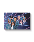 '1980s Lazer Portrait 2 Pet & Humans' Personalized Canvas