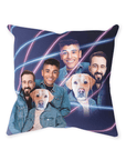 '1980s Lazer Portrait 1 Pet/Humans(Males)' Personalized Throw Pillow
