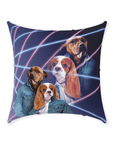 '1980s Lazer Portrait' Personalized 2 Pet Throw Pillow