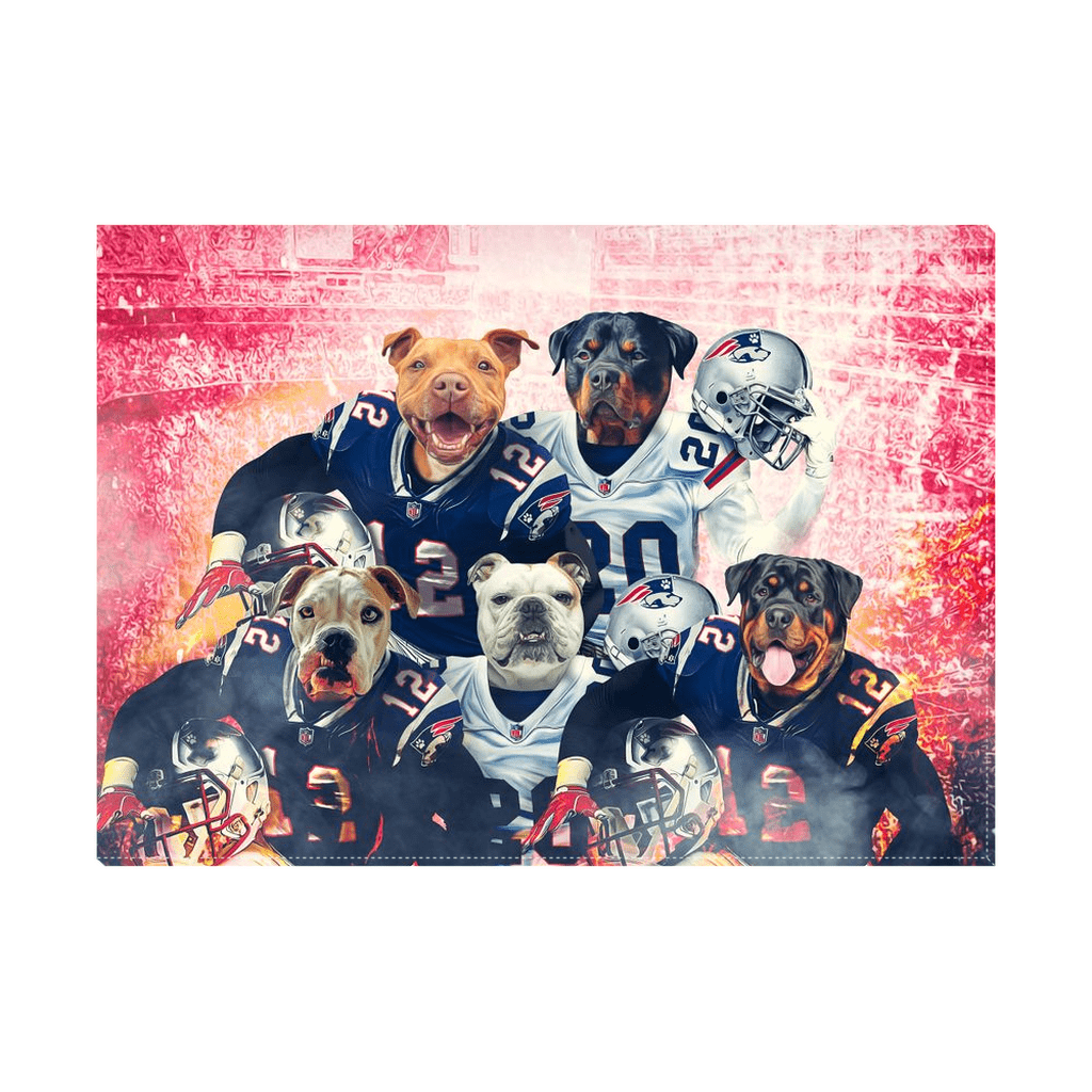 &#39;New England Doggos&#39; Personalized 5 Pet Standing Canvas