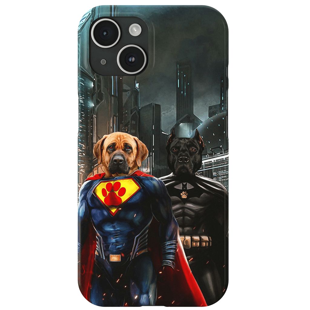 Funda personalizada para teléfono con 2 mascotas &#39;Superdog &amp;amp; Batdog&#39;