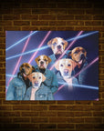 '1980's Lazer Portrait (Males)' Personalized 3 Pet Mini Portrait