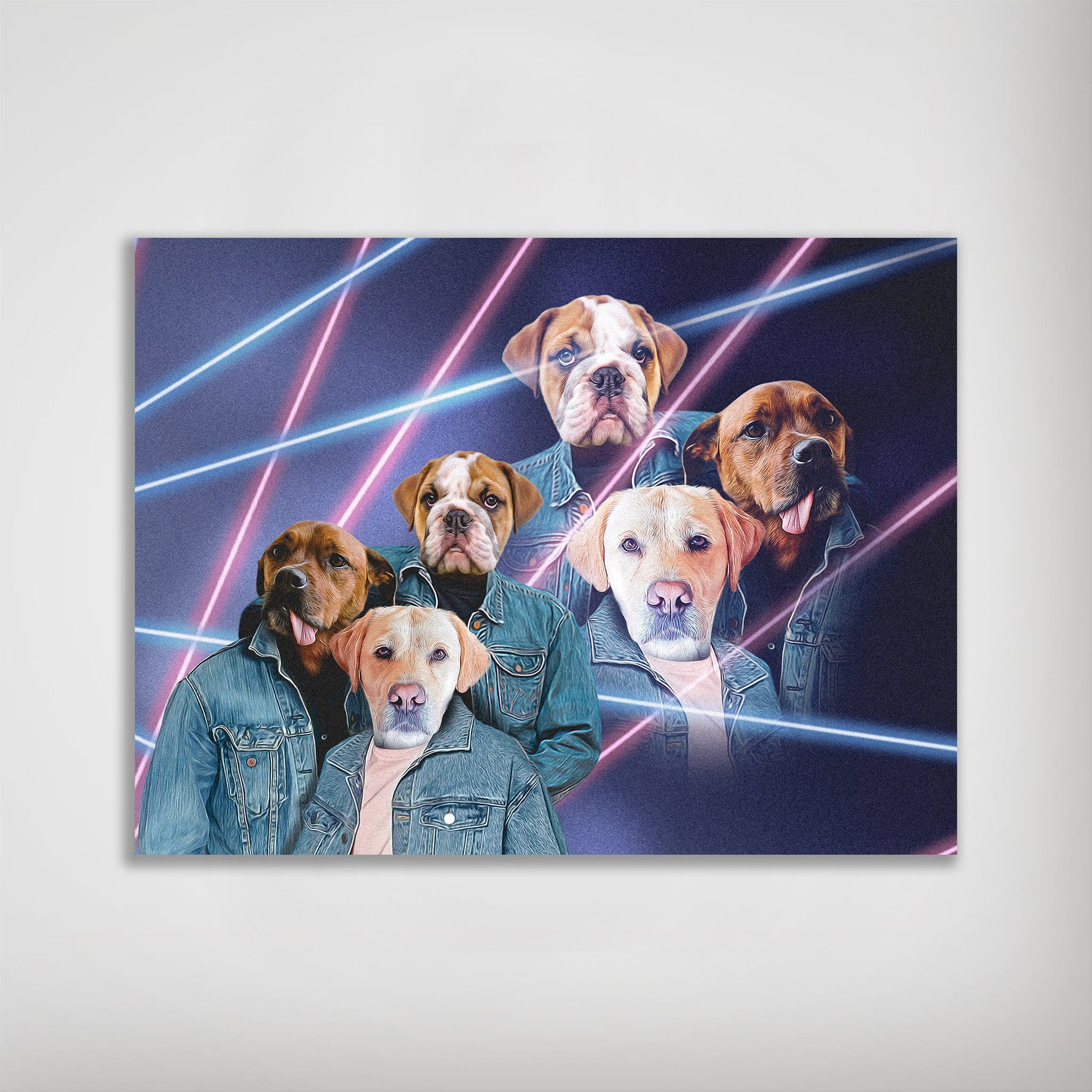 &#39;1980&#39;s Lazer Portrait (Males)&#39; Personalized 3 Pet Mini Portrait