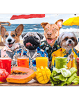 'The Beach Dogs' Personalized 4 Pet Mini Portrait