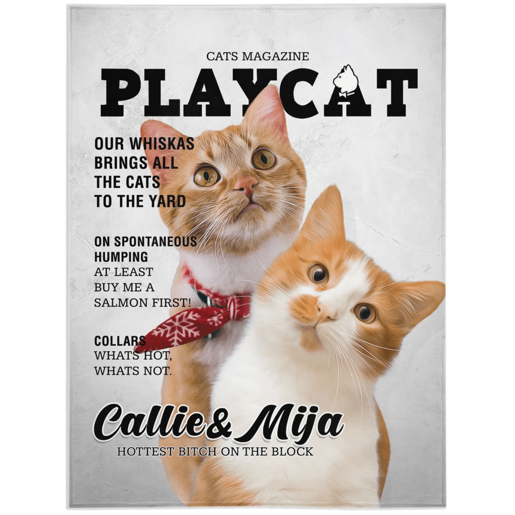 &#39;Playcat&#39; Personalized 2 Pet Blanket