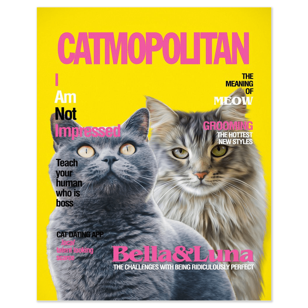 Póster personalizado para 2 mascotas &#39;Catmopolitan&#39;