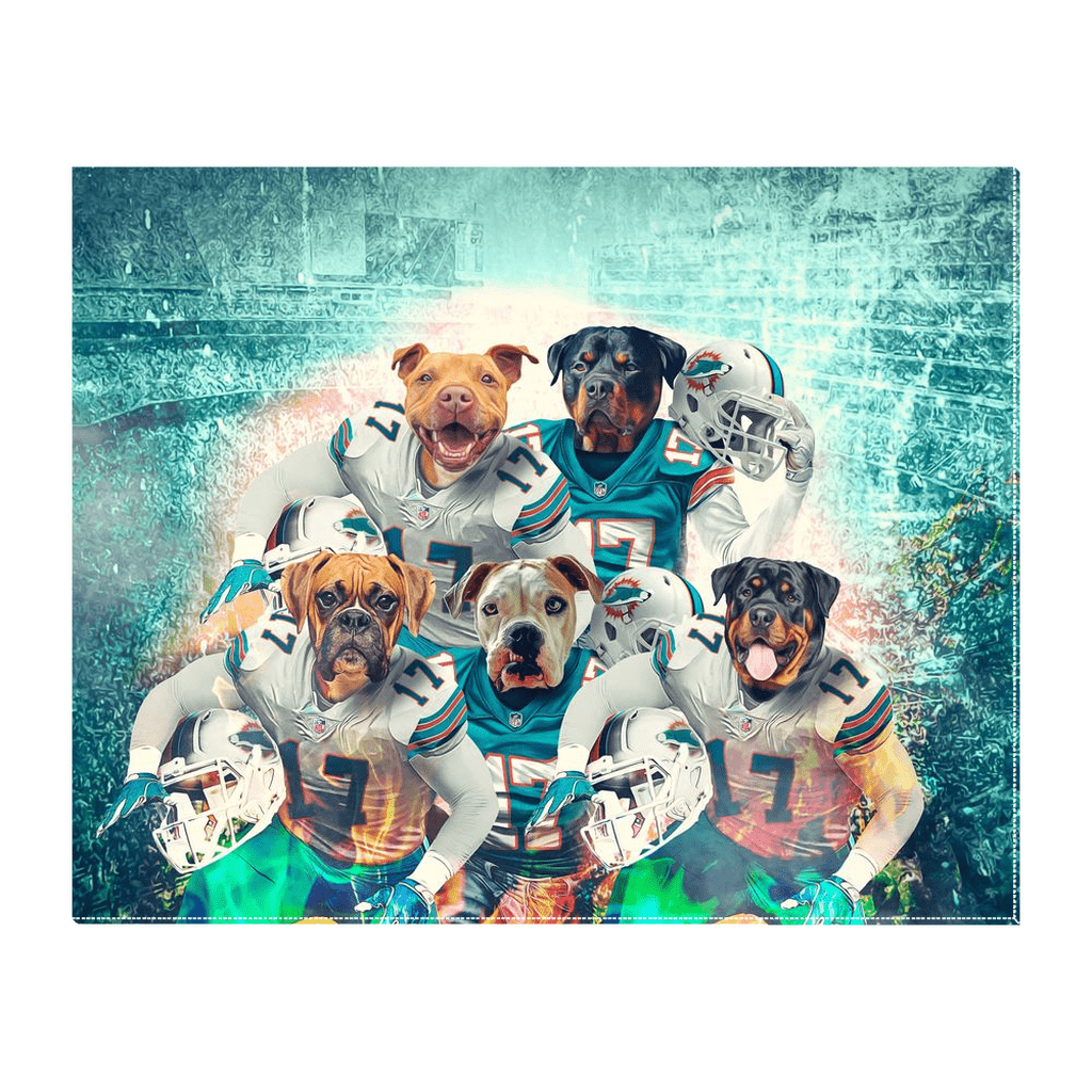 &#39;Miami Doggos&#39; Personalized 5 Pet Standing Canvas