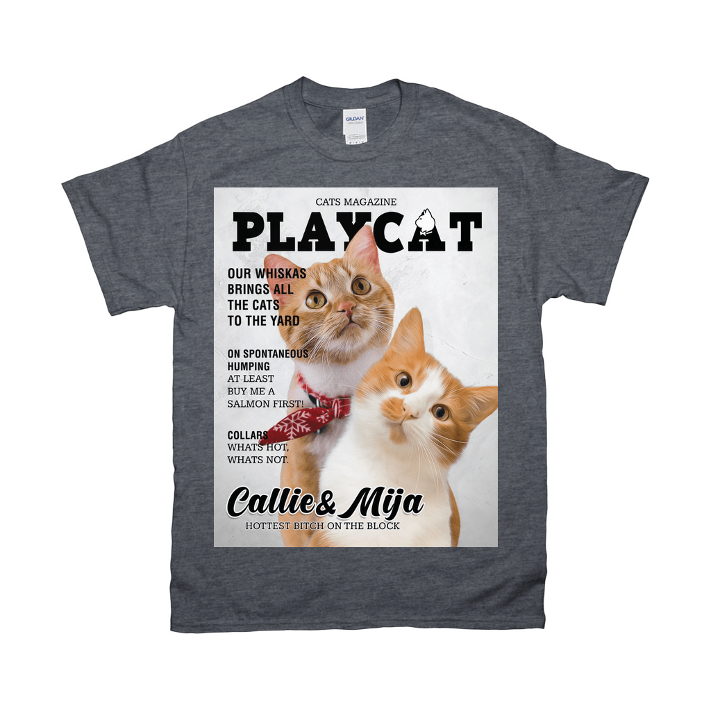 &#39;Playcat&#39; Personalized 2 Pet T-Shirt