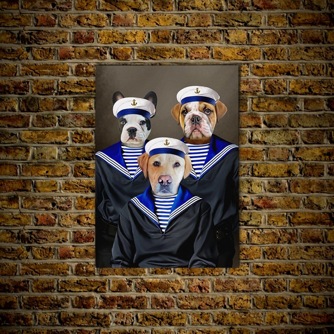 &#39;The Sailors&#39; Personalized 3 Pet Mini Portrait