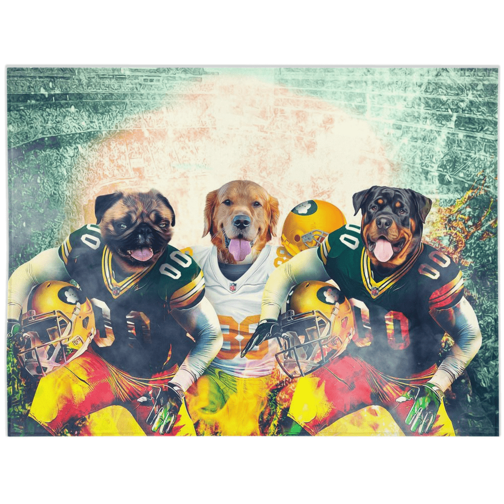 &#39;Green Bay Doggos&#39; Personalized 3 Pet Blanket