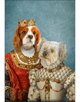 Queen and Princess: Personalized 2 Dog Mini Portrait