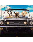 'The Classic Woofstang' Personalized 3 Pet Mini Portrait