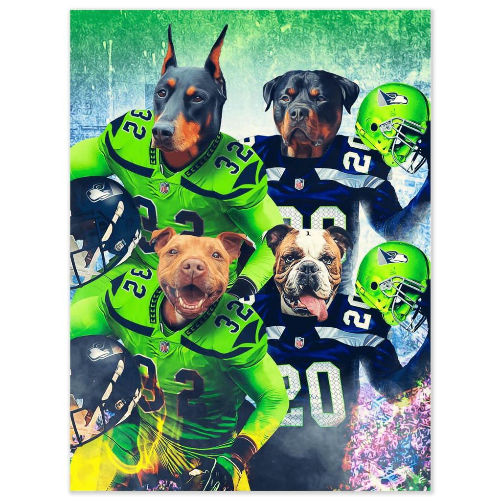 &#39;Seattle Doggos&#39; Personalized 4 Pet Poster