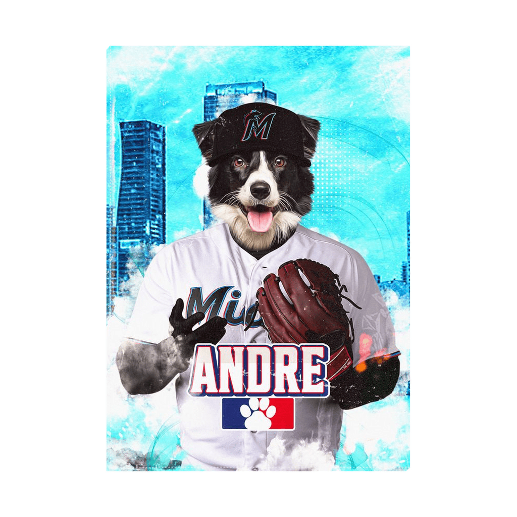 &#39;Miami Doggo Marlins&#39; Personalized Pet Standing Canvas