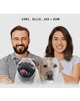 Personalized Modern 2 Pet & Humans Mini Portrait