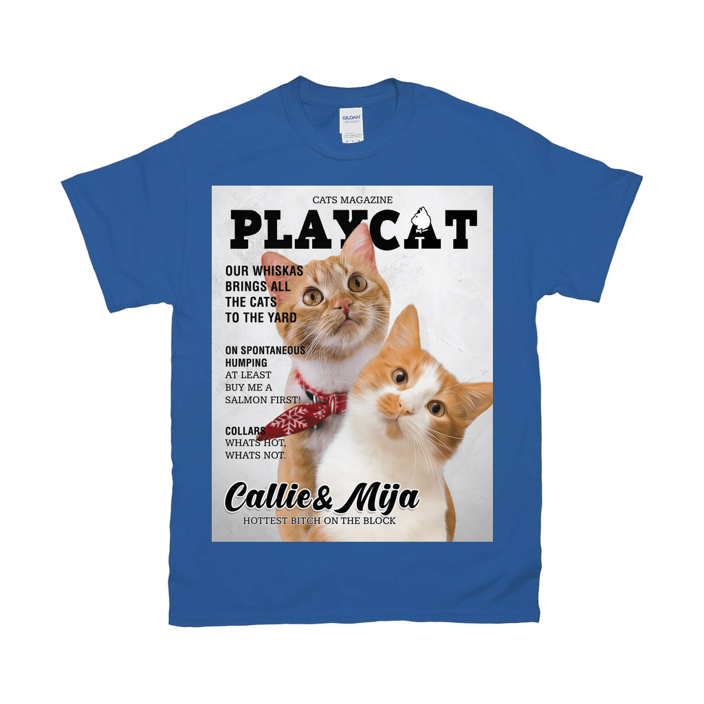 &#39;Playcat&#39; Personalized 2 Pet T-Shirt