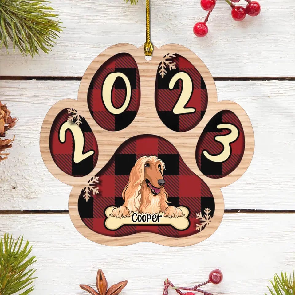 Live Customization Paw Shaped 2023 Wooden Pet Ornament