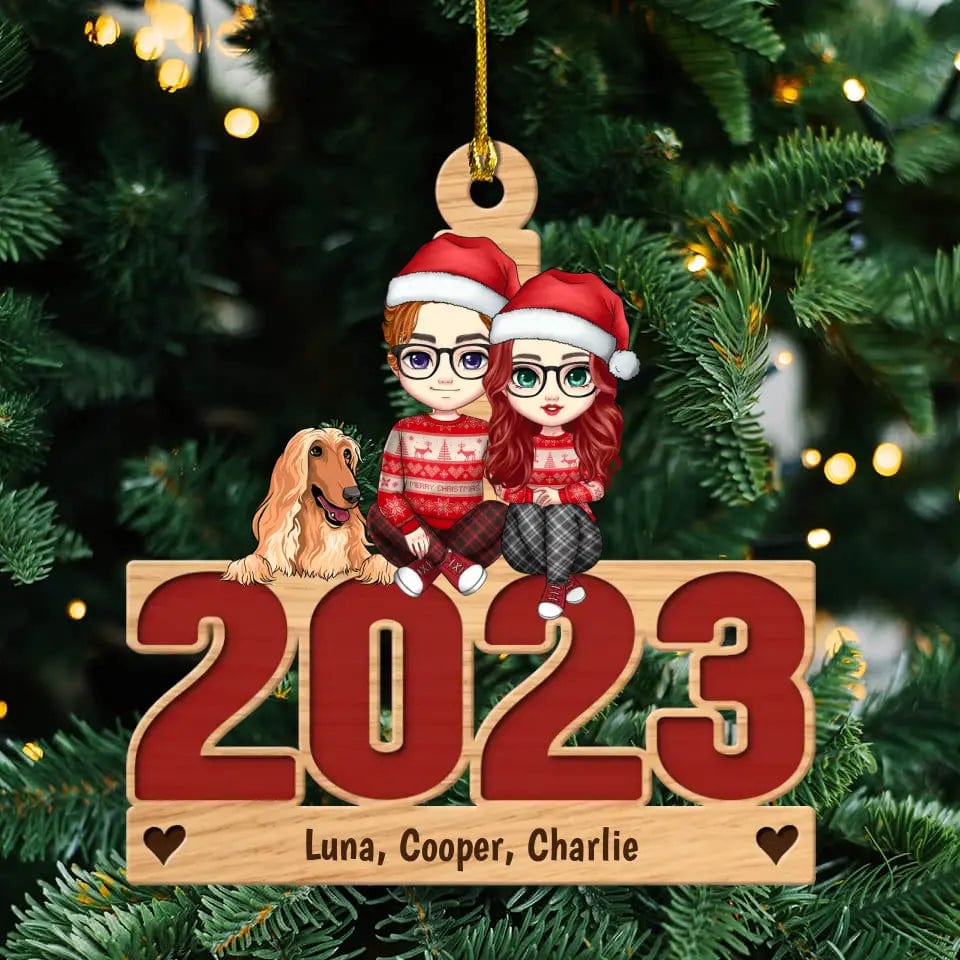 Live Customization Humans &amp; Dogs/Cats 2023 Wooden Ornament