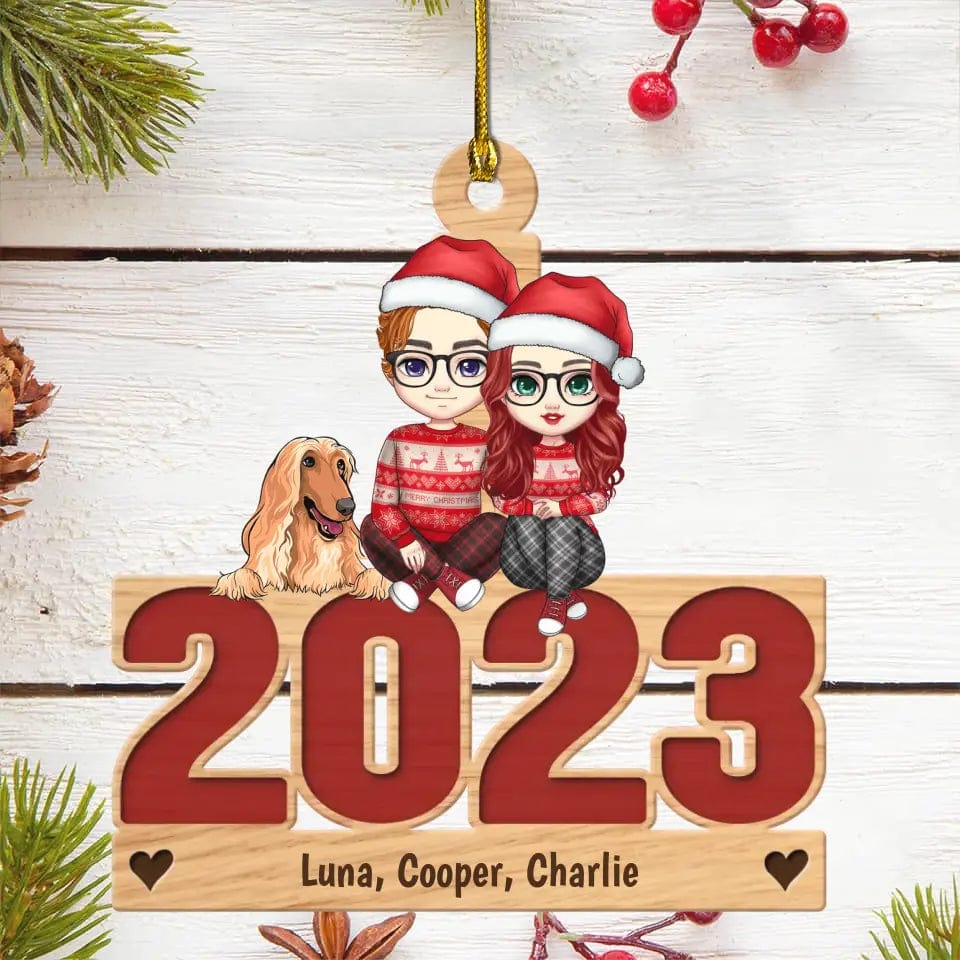 Live Customization Humans &amp; Dogs/Cats 2023 Wooden Ornament