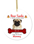Personalized Custom Round Shaped Ceramic Photo Christmas Ornament - Dear Santa