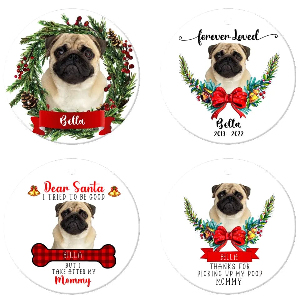 Personalized Custom Round Shaped Ceramic Photo Christmas Ornament - First Christmas