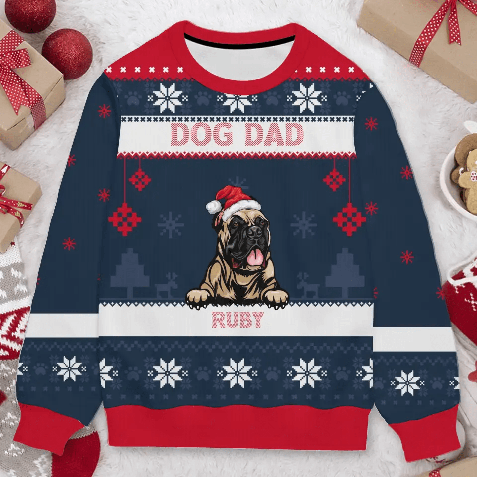 Live Customization Ugly Christmas Sweater: 1-8 Dogs/Cats, Custom Text!
