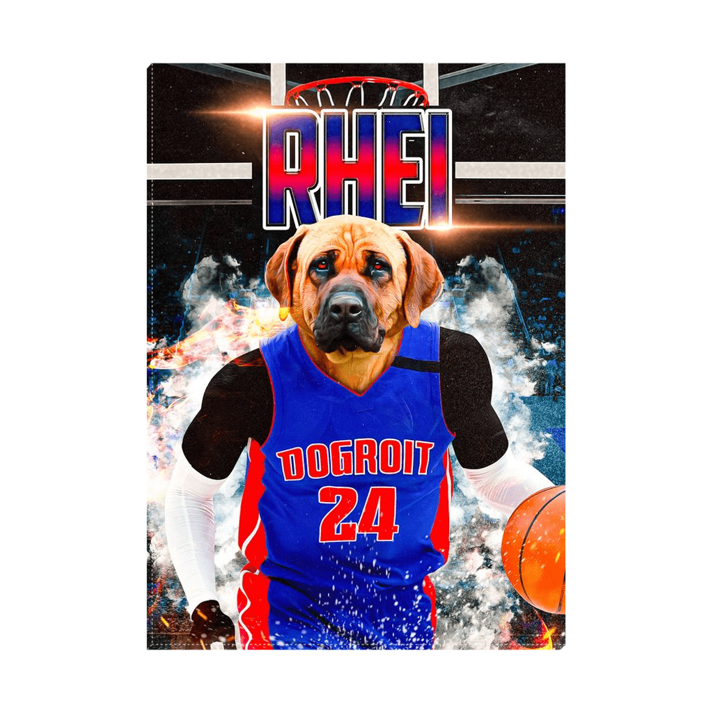 &#39;Dogtroit Pistons&#39; Personalized Pet Standing Canvas