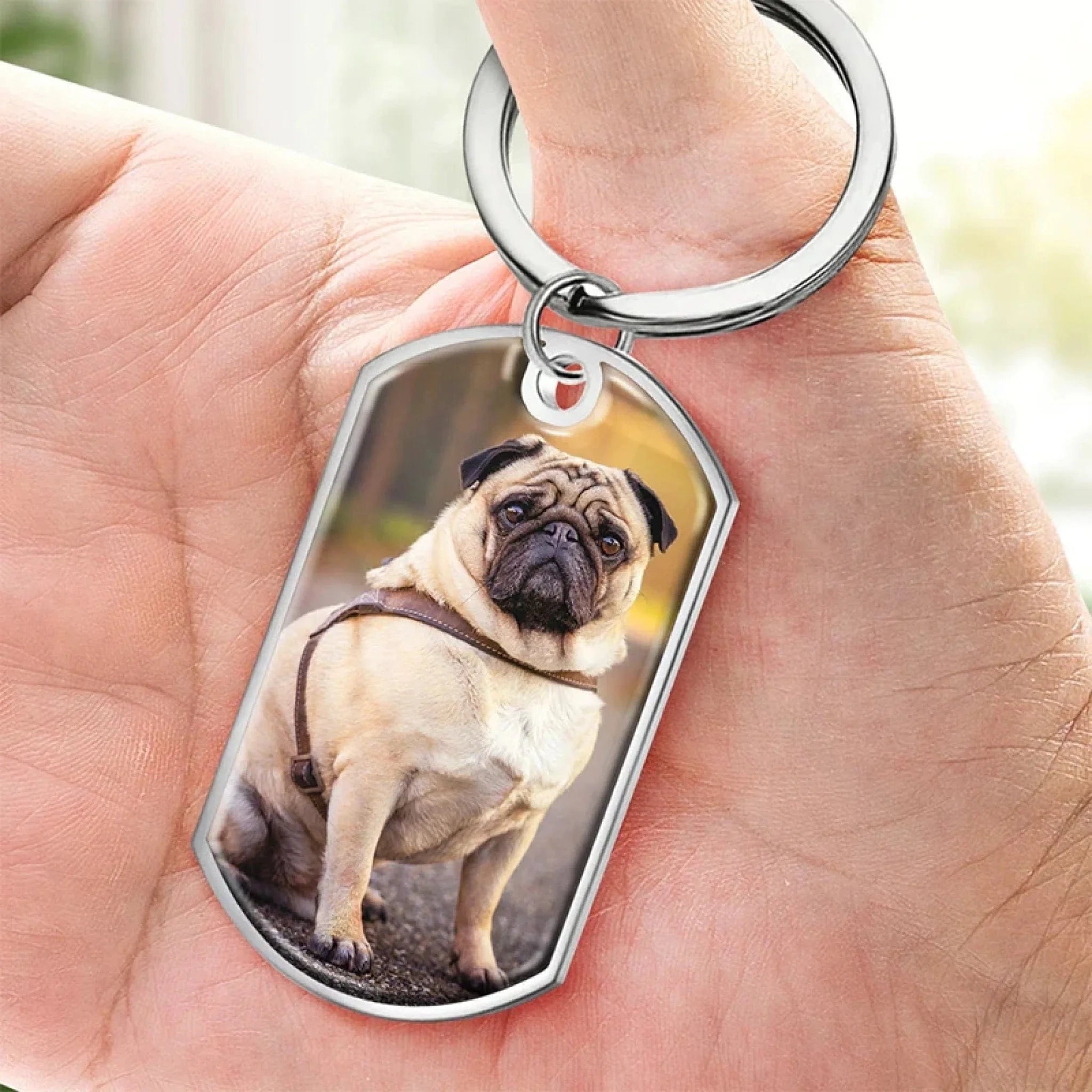 Personalized Pet Memorial Keychain Spanish – Custom Photo &amp; Name Engraved Keepsake, Pet Loss Sympathy Gift for Dog or Cat Owners