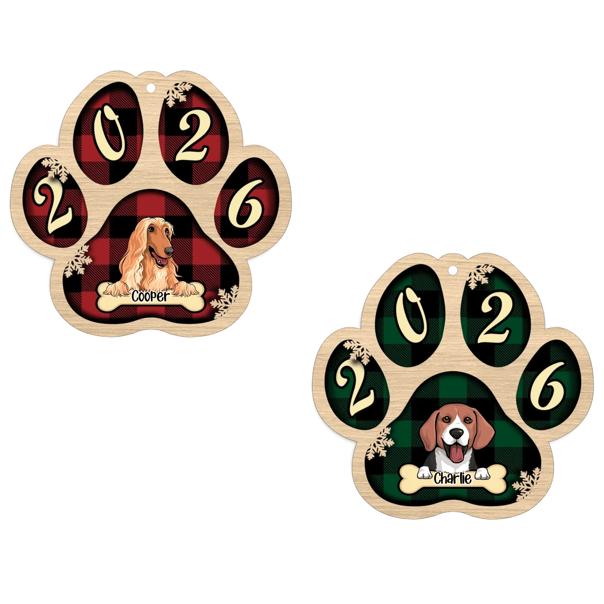 Live Customization Paw Shaped 2026 Wooden Pet Ornament