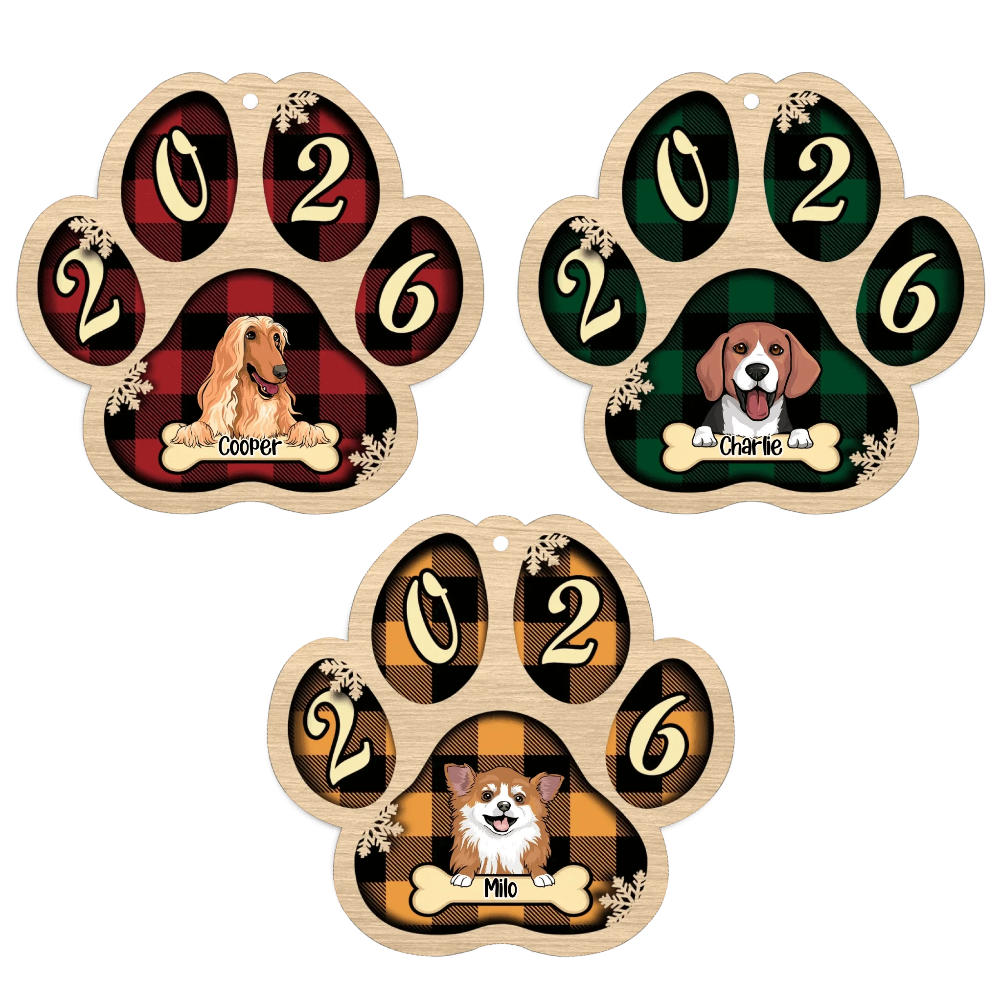 Live Customization Paw Shaped 2026 Wooden Pet Ornament