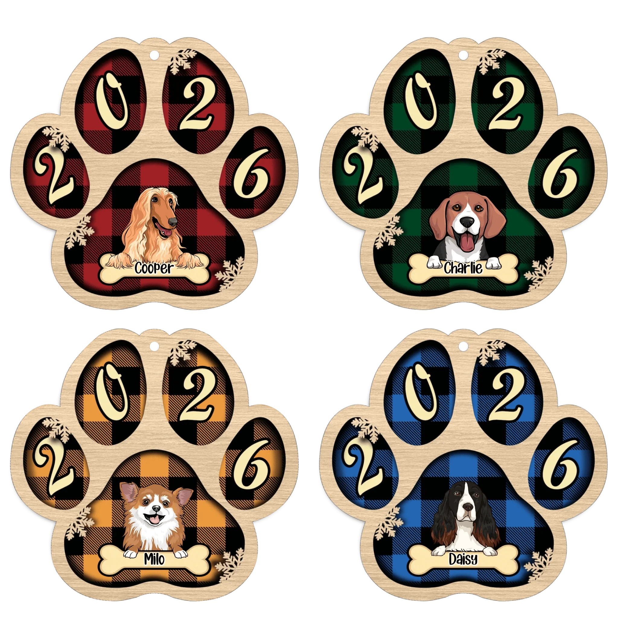 Live Customization Paw Shaped 2026 Wooden Pet Ornament