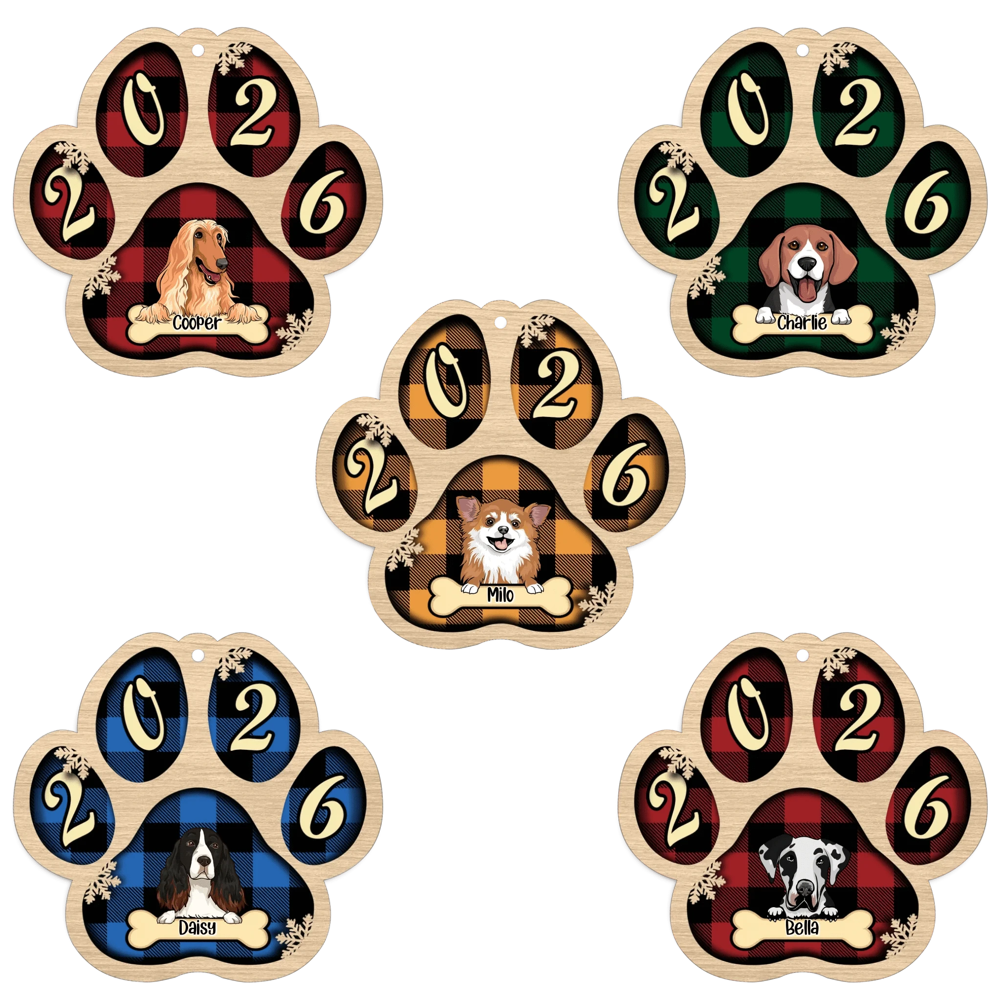 Live Customization Paw Shaped 2026 Wooden Pet Ornament