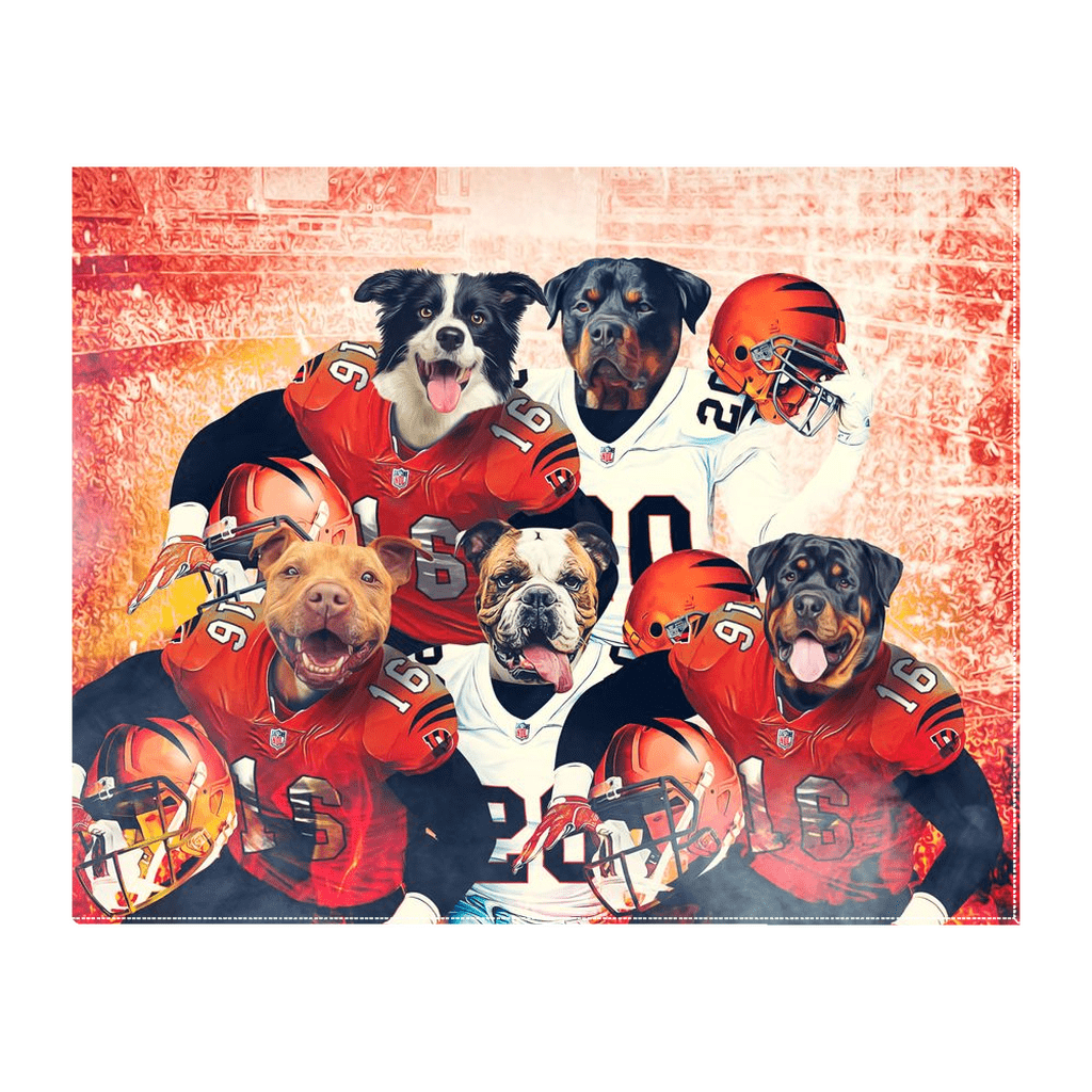 &#39;Cincinnati Doggos&#39; Personalized 5 Pet Standing Canvas