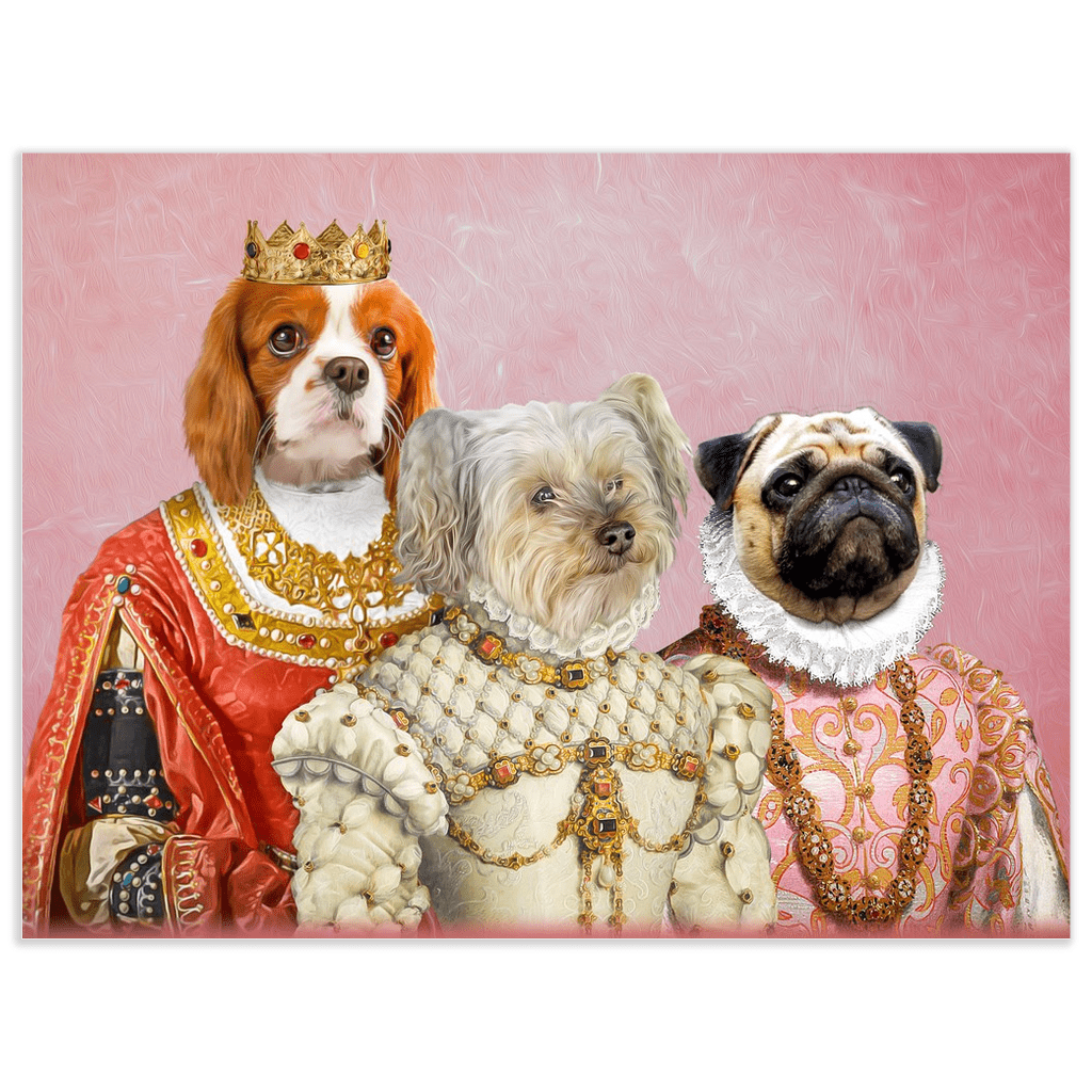 &#39;The Royal Ladies&#39; Personalized 3 Pet Mini Portrait