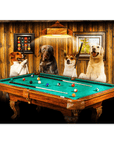 'The Pool Players' Personalized 4 Pet Mini Portrait