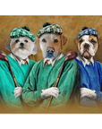 'The Golfers' Personalized 3 Pet Mini Portrait