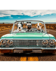 'The Lowrider' Personalized 3 Pet Mini Portrait