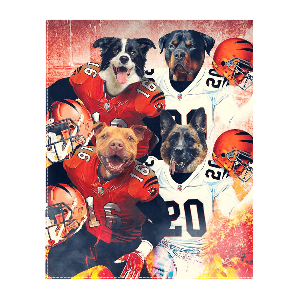&#39;Cincinnati Doggos&#39; Personalized 4 Pet Standing Canvas