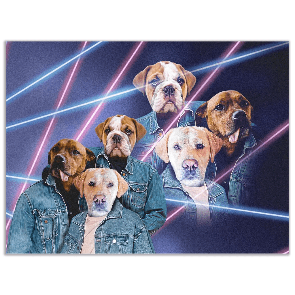 &#39;1980&#39;s Lazer Portrait (Males)&#39; Personalized 3 Pet Mini Portrait