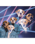 '1980's Lazer Portrait (Males)' Personalized 3 Pet Mini Portrait