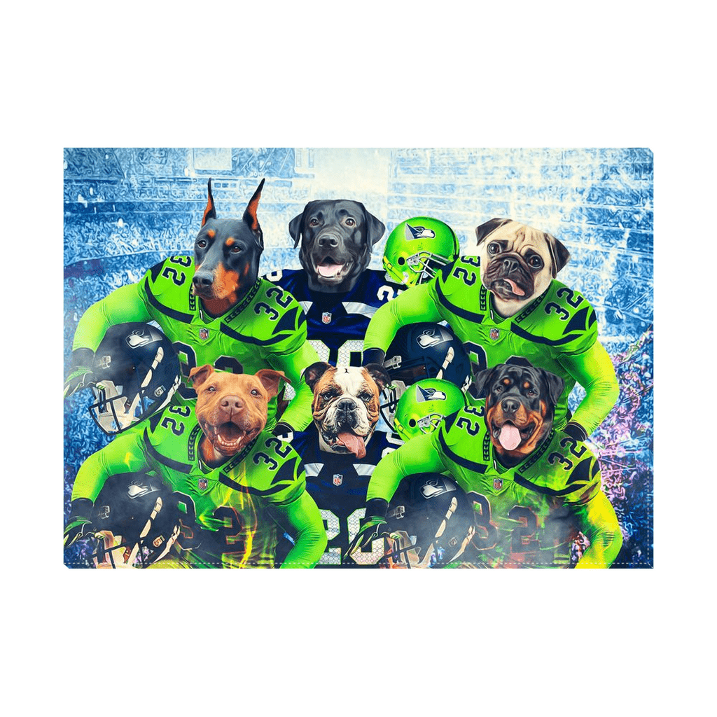 &#39;Seattle Doggos&#39; Personalized 6 Pet Standing Canvas