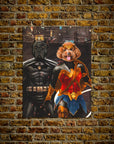 'Batdog & Wonder Doggette' Personalized 2 Pet Mini Portrait