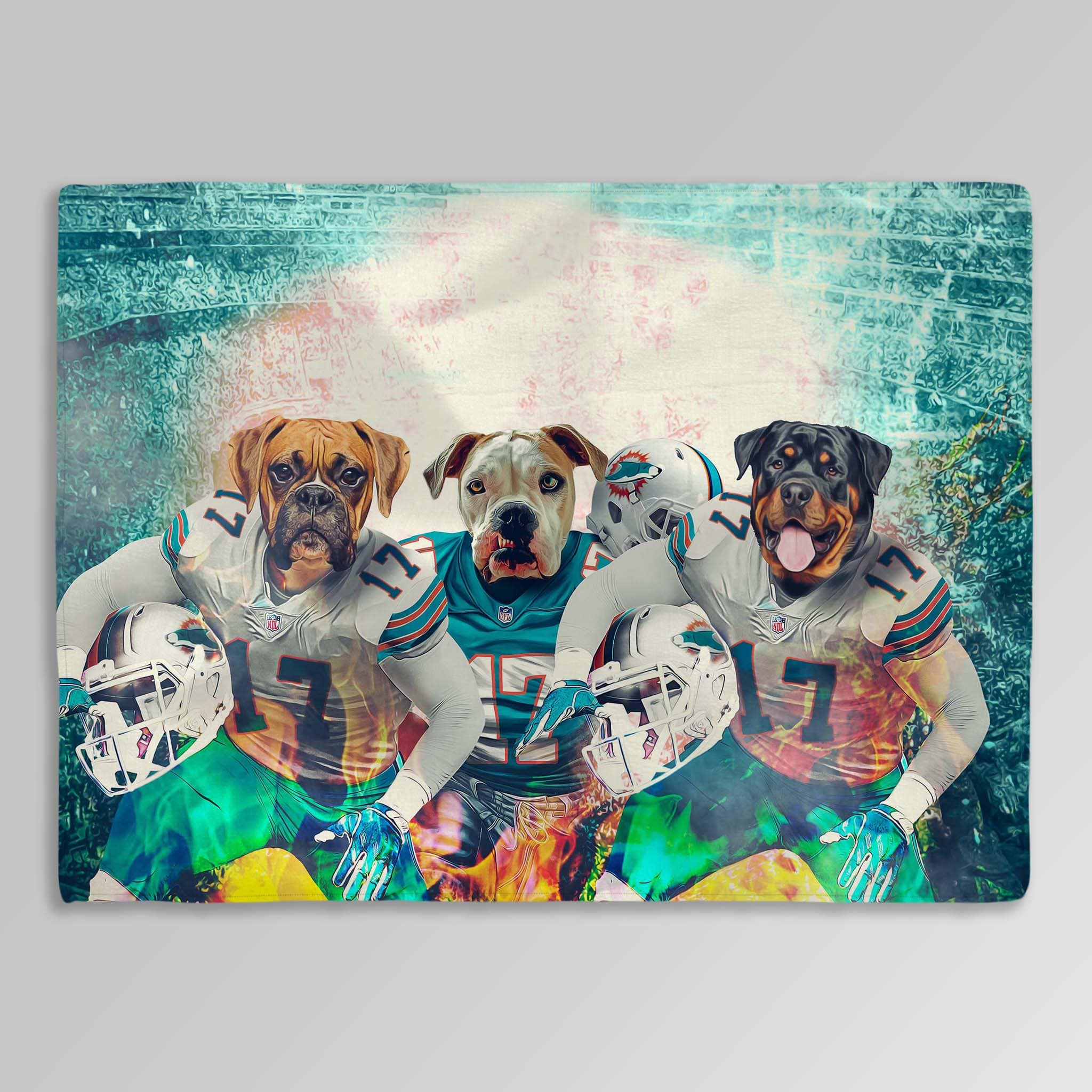 &#39;Miami Doggos&#39; Personalized 3 Pet Blanket