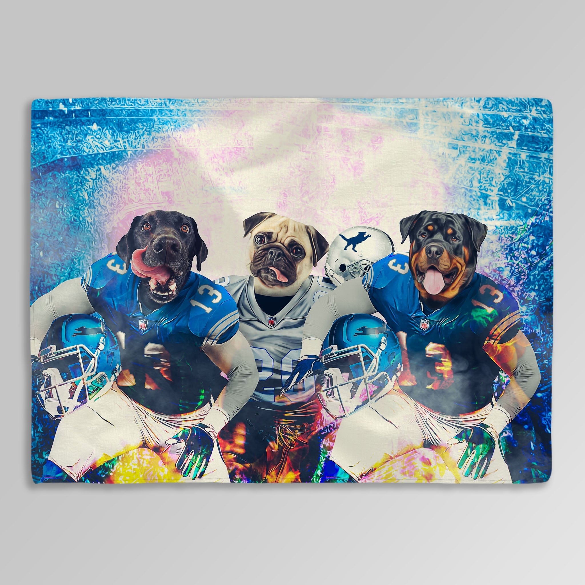 &#39;Detroit Doggos&#39; Personalized 3 Pet Blanket