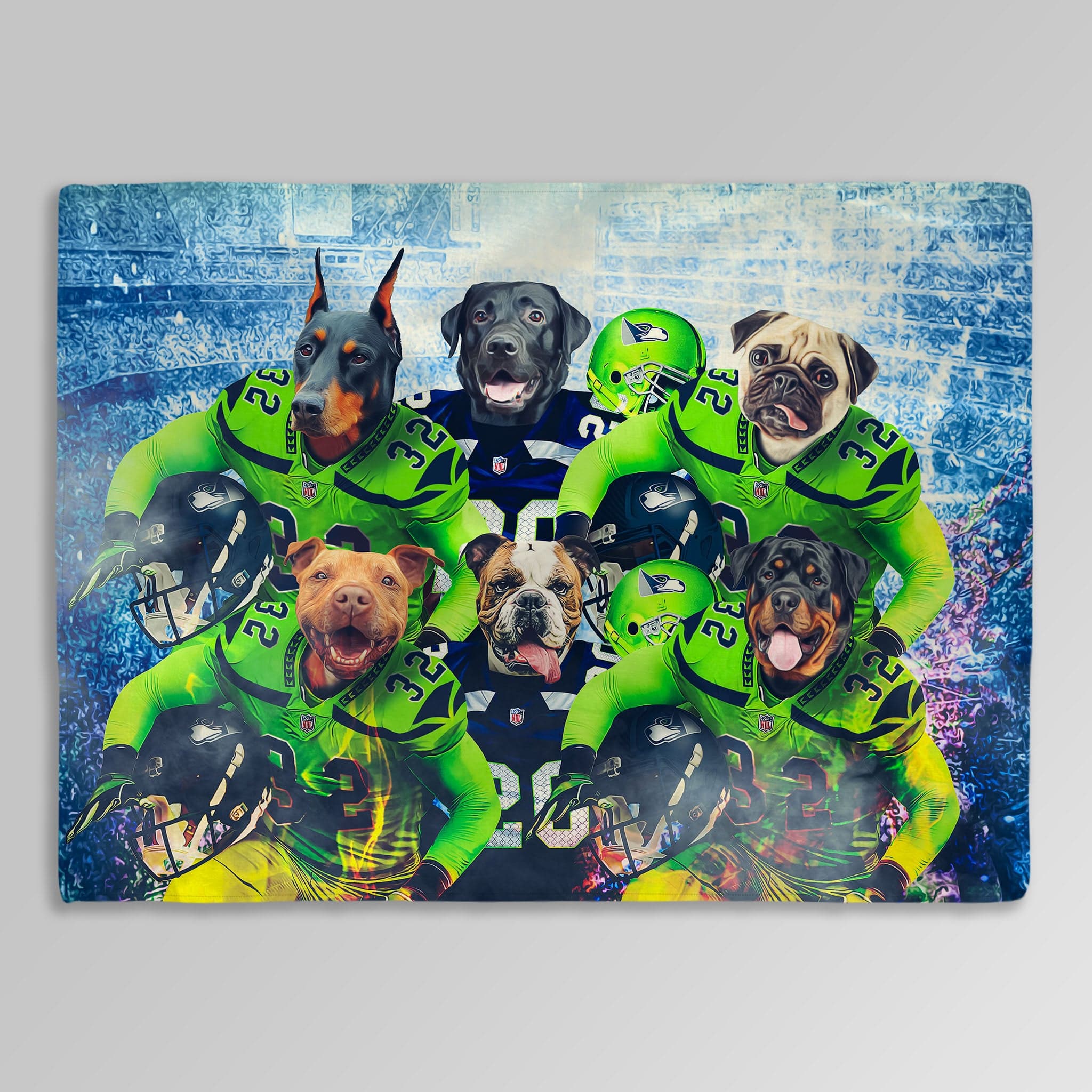 &#39;Seattle Doggos&#39; Personalized 6 Pet Blanket