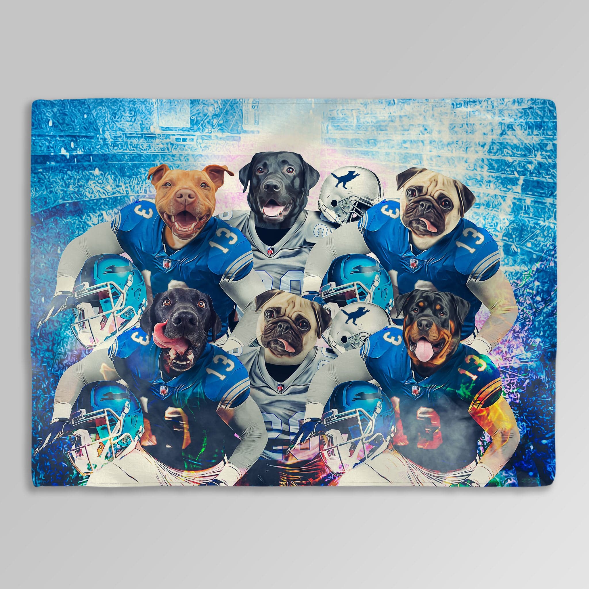 &#39;Detroit Doggos&#39; Personalized 6 Pet Blanket